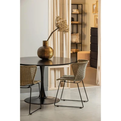 Afbeelding van Sammy Eettafel Trompetvoet Rond MDF Zwart Ø120 cm
