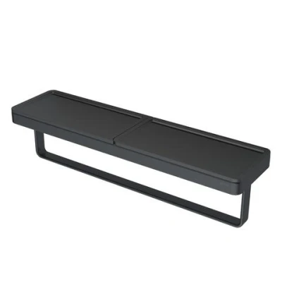 Afbeelding van Geesa frame zwart collection handdoekhouder met planchet