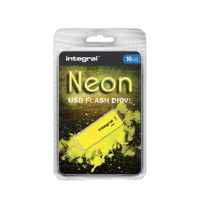 Afbeelding van USB stick 2.0 Integral 16Gb neon geel