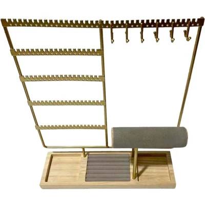 Afbeelding van Sieradenhouder Display Hout en Metaal 36x30x9,5 cm Goudkleurig