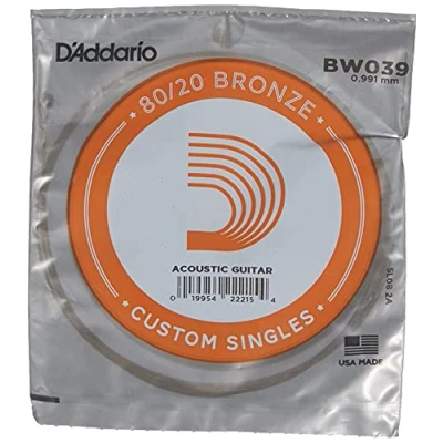Afbeelding van D&quot;;Addario BW039 Bronze Wound Acoustic Guitar Single String .039 losse snaar voor westerngitaar