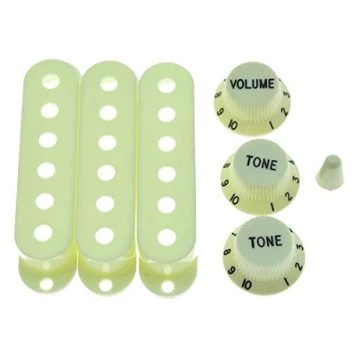 Afbeelding van KAISH Mint Green ST Strat Pickup Covers Knoppen en 5 Way Switch Tip Cap