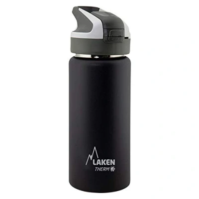 Afbeelding van Laken herbruikbare thermische fles top van roestvrij staal met automatische dop en veiligheidssluiting, 500 ml, zwart