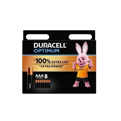 Afbeelding van 8 x Duracell AAA Optimum (1 blisterkaart van batterijen) batterijen (MX2400 / Mini Stilo/Micro)