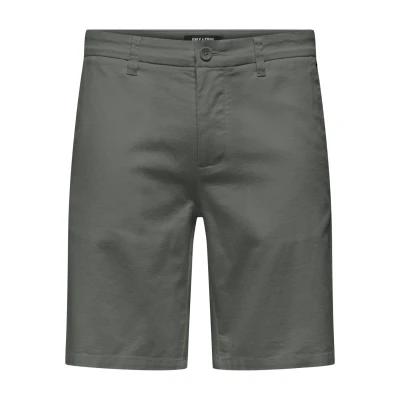Afbeelding van ONLY &amp; SONS linnen regular chino short ONSMARK grijs