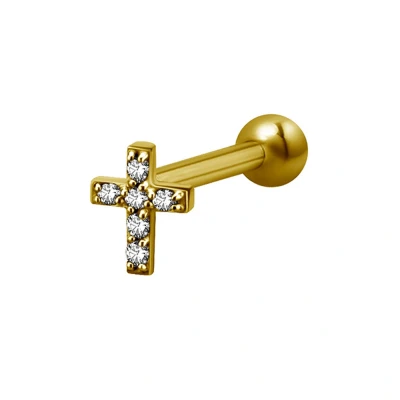 Afbeelding van Chirurgisch Staal Barbell Premium Zirconia Kruis