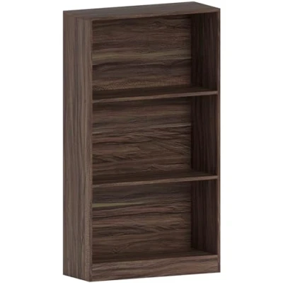 Afbeelding van Vida Designs Cambridge Boekenrek met 3 niveaus, middelhoog, walnoot, houten rekeenheid voor kantoor, woonkamermeubels