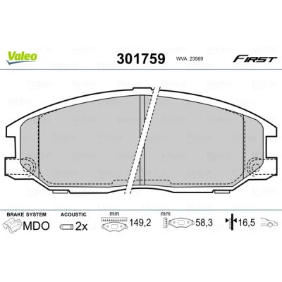 Afbeelding van Valeo Remblokset 301759