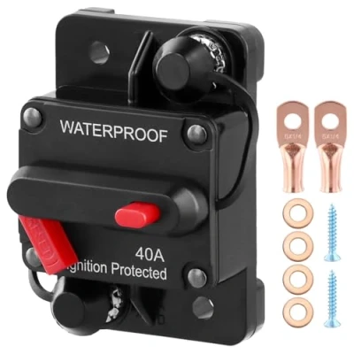 Afbeelding van QWORK® 40A auto stroomonderbreker, stroomonderbreker met handmatige reset 12V 48V DC voor auto&#039;s, boten en vrachtwagens