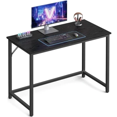 Afbeelding van VASAGLE bureau, klein computerbureau, bureau voor werkkamer, slaapkamer, 50 x 100 76 cm, industrieel ontwerp, metalen frame, zwart LWD041B56