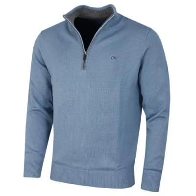 Afbeelding van Calvin Klein Heren Chunky Knit 1/2 Zip Golf Sweater Regenwolk XXL