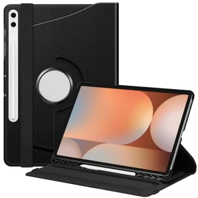 Afbeelding van Fintie Draaibare hoes voor Samsung Galaxy Tab S9 FE+ Plus/Galaxy S9+ Plus 12,4 Inch 2023 met S Pen Houder, 360 Graden Stand Cover Auto Sleep/Wake, Zwart
