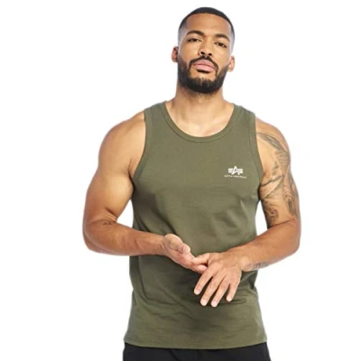 Afbeelding van Alpha Industries Small LOGO TANK Top, Heren, Maat: XXL, Dark oliv