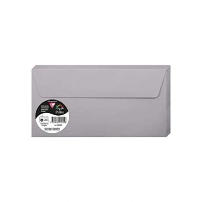 Afbeelding van Clairefontaine 5325C enveloppen, zelfklevend, formaat DL, 11 x 22 cm, 120 g/m², kleur: koalagrijs, uitnodigingen voor evenementen en brieven, premium kwaliteit, glad, 20 stuks