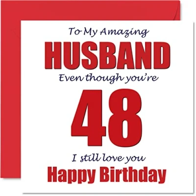 Afbeelding van Grappige 48e verjaardagskaarten voor echtgenoot 48 I Still Love You Gelukkige verjaardagskaart van echtgenote partner, Achtenveertig Achtenveertigste Manlief Banter Gifts, 145mm x