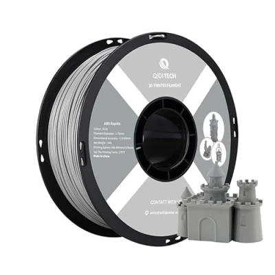 Afbeelding van QIDI TECH ABS Rapido Filament 1.75mm, 3D Printer 1kg Spoel (2.2lbs), Geschikt Voor High Speed Printing, de Meeste FDM Printers Printers, Zeer Resistent, Grijs