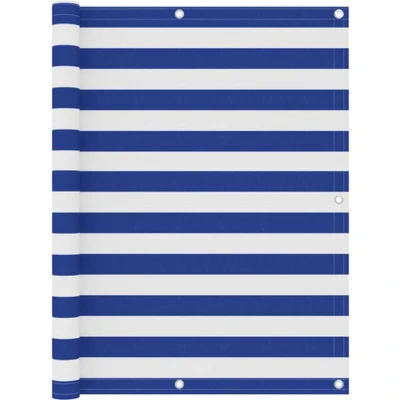 Afbeelding van Balkonscherm 120x500 cm oxford stof wit en blauw