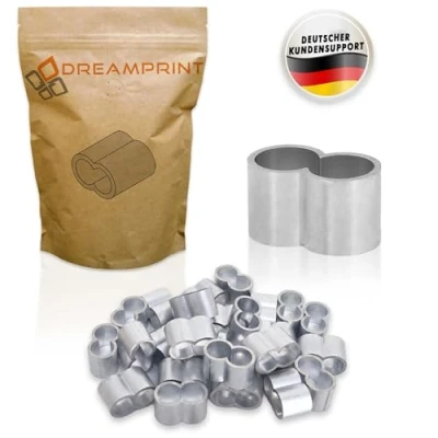 Afbeelding van Dreamprint 10 x kabelklemmen, set van mm, persklemmen, wurgklemmen, touwverbinders, kabelverbinders met dubbele hulzen voor expandertouw, dekzeiltouw en rubberen touw