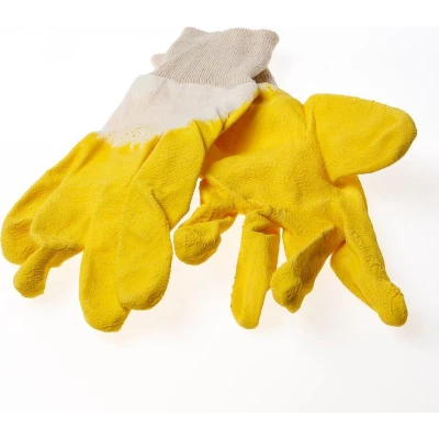 Afbeelding van Rehamij Handschoen latex geel ventilatie rug maat XL(10)