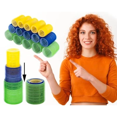 Afbeelding van 15 HAFTWICKLER krulspelden SET WICKLER krullen haar Ø32 48 mm kappersbenodigdheden NIEUW