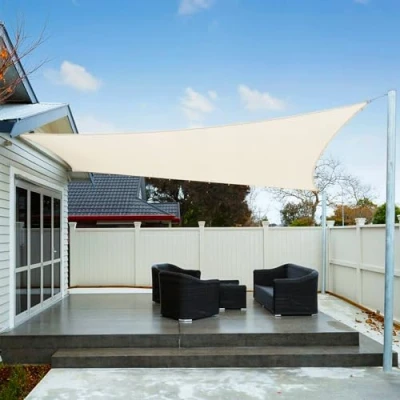 Afbeelding van AXT SHADE Schaduwzeil 4x5m Rechthoek Waterdicht 95% UV Bestending voor Buiten Luifel Balkon Tuin Crème
