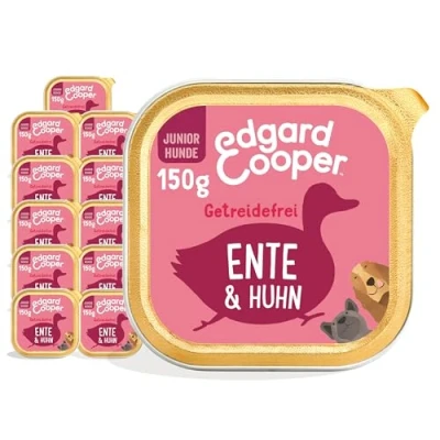 Afbeelding van Edgard &amp; Cooper Hondenvoer, nat, peetvader, puppy, junior, graanvrij, natvoer, natuurlijke voeding, 150 g x 11, verse eend en kip, gezonde smakelijk, evenwichtig, hoogwaardige eiwitten