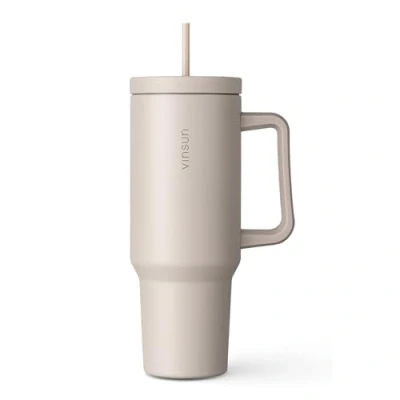 Afbeelding van Vinsun Tumbler met Handvat en Rietje 1200ml Roestvrij Staal Reismok 40oz, Dubbelwandige Geïsoleerde Thermosbeker voor Warme Koude Dranken Koffiebeker Deksel