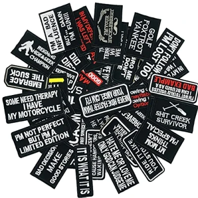 Afbeelding van Woohome 40 stuks opstrijkbare patches, diverse slogan geborduurde patch, naaibare patch voor motorjassen, verschillende letterpatch rugzakken jeans jassen tas kleding