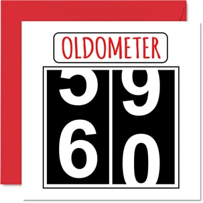 Afbeelding van Leuke 60e verjaardagskaarten voor mannen vrouw Oldometer Happy Birthday Card papa mama opa oppas oma oom tante neef, 145 mm x wenskaarten, verjaardagskaart