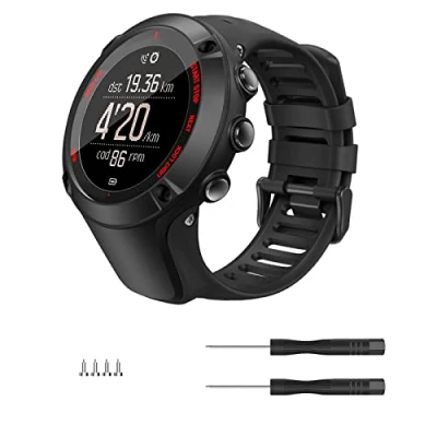 Afbeelding van MoKo Strap Compatible with Suunto Ambit 1/2/2S/2R/3/3 Sport/3 Run/3 Peak, Soft Silicone Adjustable Replacement Watch Band Wristband, Black