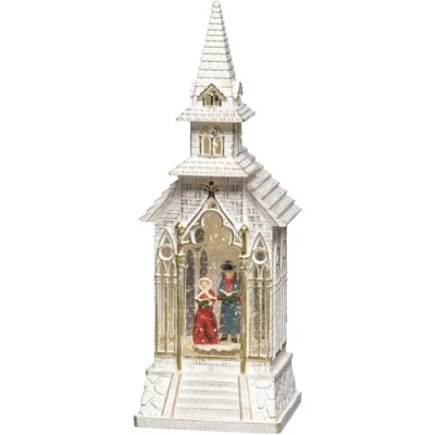 Afbeelding van Kerstlantaarn kerk met koortje Konstsmide 33 cm (LED, Batterijen, Timer)