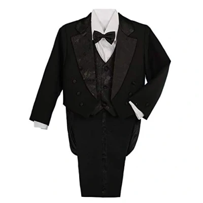 Afbeelding van Lito Angels Tuxedo Smoking Kostuums &amp; Blazers Pak Set van 5 Stuks met Vest Bruiloft Feest Formele Kleding Outfit voor Peuter Jongens Maat 98 (Leeftijd 3 jaar) Zwart