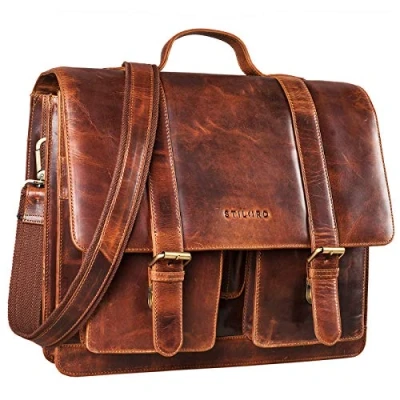 Afbeelding van STILORD &#039;Marius&#039; Leren Leraar Tas Vintage Schooltas Grote Aktetas Laptoptas Schoudertas Tassen voor Leraren Boekentassen Docententas Lederen, Kleur:kara rood