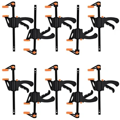 Afbeelding van Eenhandklemmenset, 10 stuks, schroefklemmen, klemmen, klemklemmen, snelspanklemmen, staal en nylon voor houtbewerking, nauwkeurig vastzetten van houten werkstukken