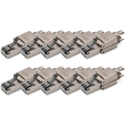 Afbeelding van DIGITUS Cat 8.1 netwerkconnector Veldconnector 360 afgeschermd RJ45 plug zonder gereedschap 25/40 GBase T 2000 MHz AWG 26/7 tot 22/1