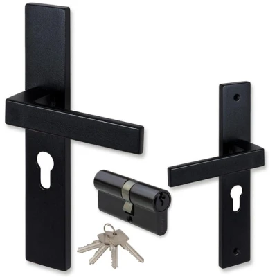 Afbeelding van COMBINATIE Deurklink ELIOT zwart profielcilinder 72mm + Cilinderslot 30/30
