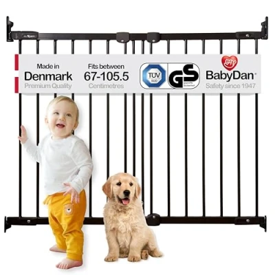 Afbeelding van Baby Dan Flexigate traphek zwart van 67 tot 105,5 cm