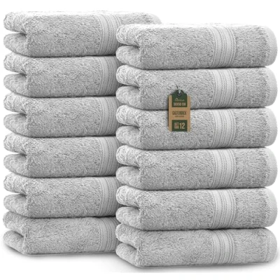 Afbeelding van NatureMark NM HT0816 Badstof gastendoekjes, 12 stuks, 30 x 50 cm, 100% katoen (zilver)