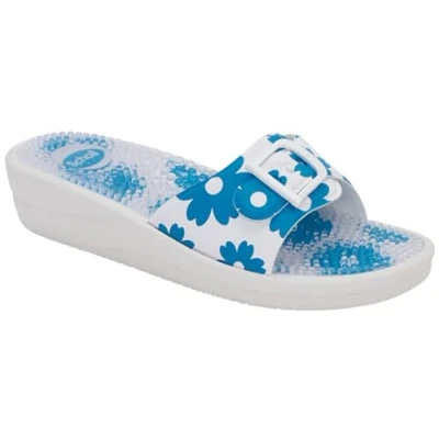 Afbeelding van Scholl New Massage Slippers voor dames, Bianco Azzurro, 40 EU