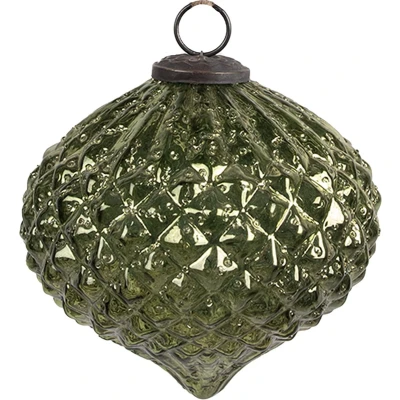 Afbeelding van Clayre &amp; Eef Kerstbal Ø 15x15 cm Groen Glas Kerstboomversiering