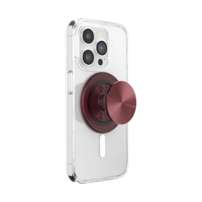 Afbeelding van PopSockets: PopGrip Round voor MagSafe Adapterring inbegrepen Uitbreidende telefoonstandaard en grip met verwisselbaar bovenblad smartphones hoesjes Aluin Radial Oxblood