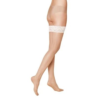 Afbeelding van Kunert 20 DEN Mystique Overknee kousen, Dames, Maat: 41 42, Cashmere/ivory