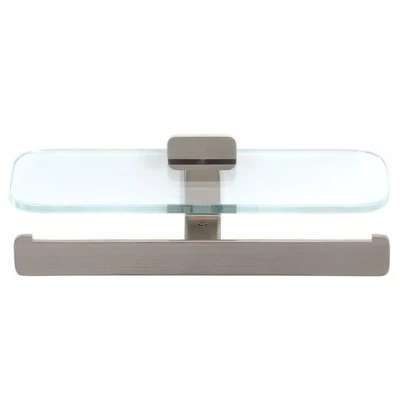 Afbeelding van Geesa shift toiletrolhouder dubbel geborsteld rvs planchet van transparant glas 919948 05
