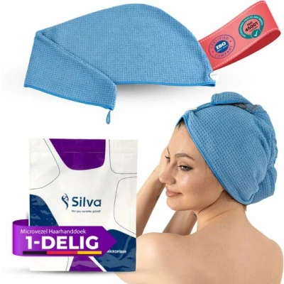 Afbeelding van Silva Microvezel Haarhanddoek Duurzaam en Waterabsorberend Blauw