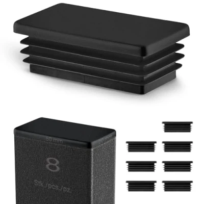Afbeelding van Lamellenstoppen voor Rechthoekige buizen 60x20 mm Zwart 8 Stuks stoppen 6x2 cm EMFA ®