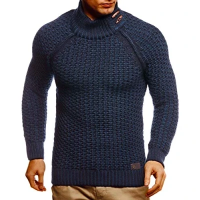 Afbeelding van Leif Nelson MIT Kragen Winter Trui, Heren, Maat: XL, Blau