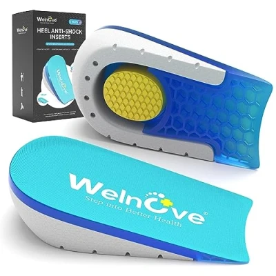 Afbeelding van Welnove 2 paar set hiellift voor pijnverlichting schoeninzetstukken gel hielkussen cup achillespeesontsteking, plantaire fasciitis, hielspoor, 1,5 cm 2,5 hoogte hielsteun, vrouwen 9 11,5 en