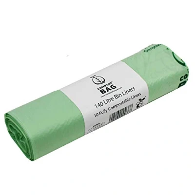 Afbeelding van All Green Afvalzakken, afvalzakken voor voedselafval, 140 liter, met composteerhandleiding (mogelijk niet beschikbaar in het Nederlands), 10 stuks