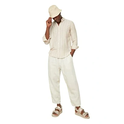 Afbeelding van Trendyol Stone Slim Fit Gestreept Overhemd Met Knoopkraag Tmnss22Go0028