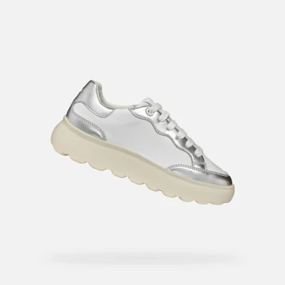 Afbeelding van Geox Sneakers laag, Dames, Maat: 39, White silver Leer en textiel